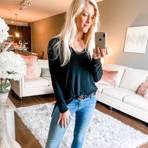 Garage black ribbed shirt with cut out back